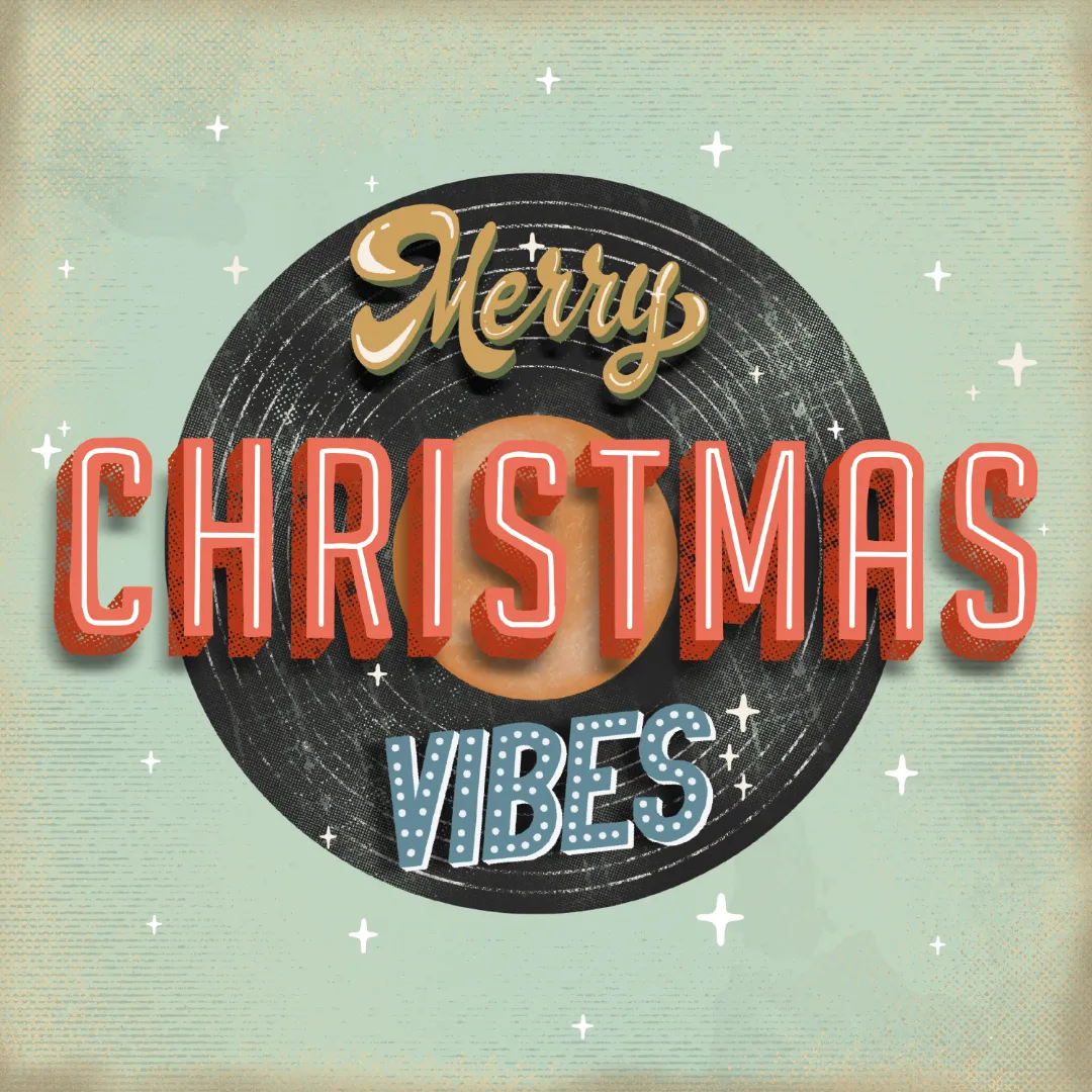 Hand lettering, illustration Xmas Vibes drawn by Nesia
