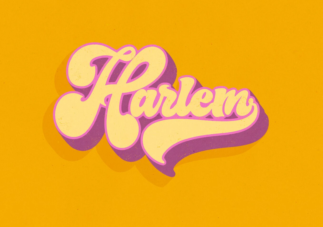 Groovy hand lettering Harlem TV Show title design drawn by Nesia