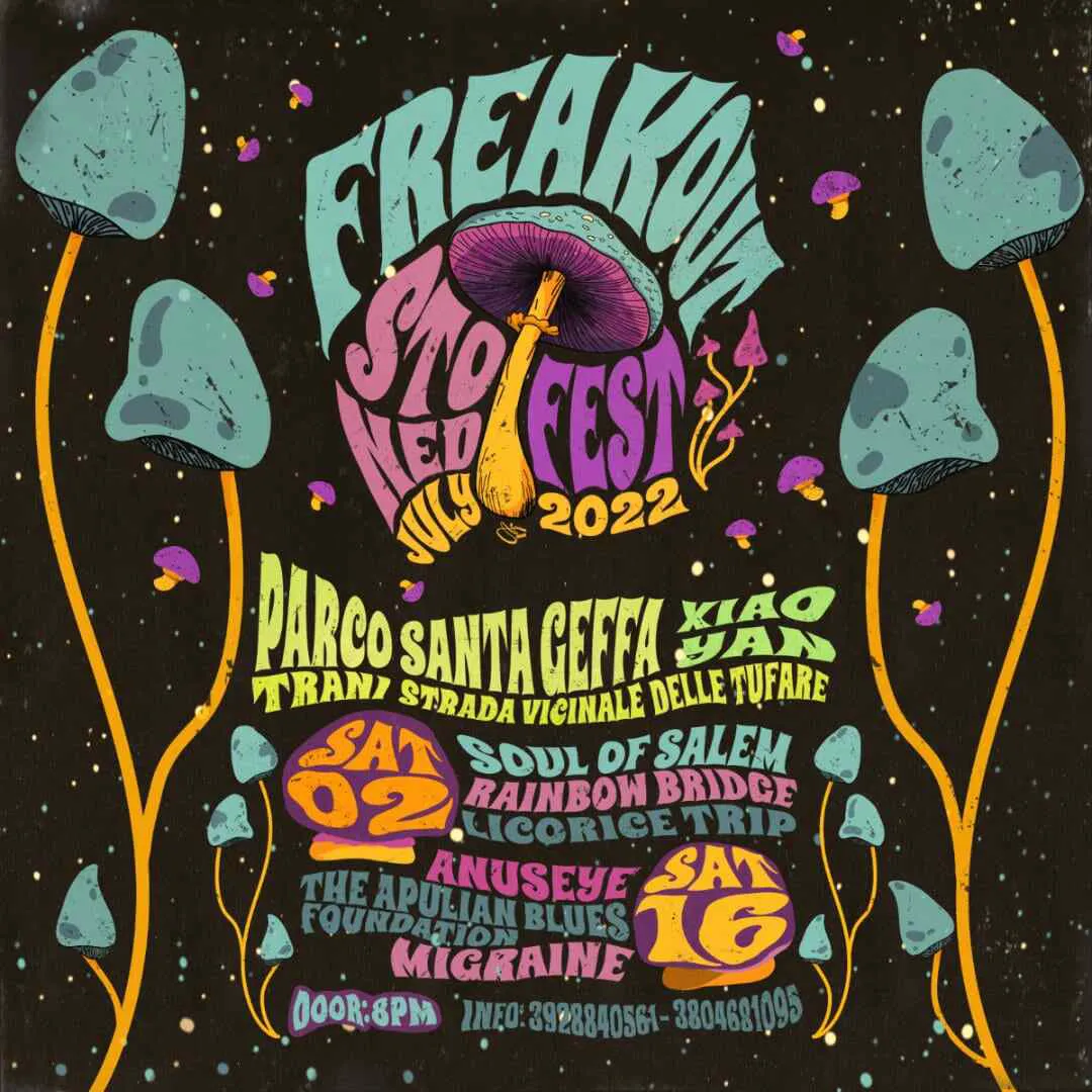 Hand lettering, illustration for Freakout stoned fest drawn by Nesia
