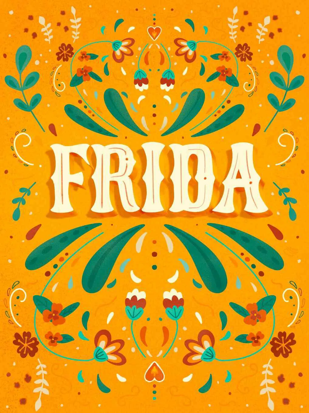 hand lettering and illustration Frida drawn by Nesia