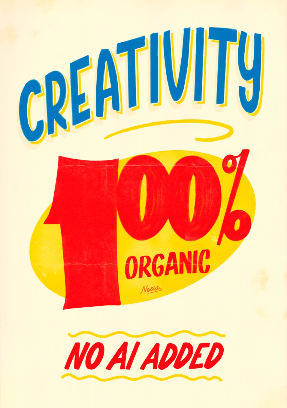hand lettering for sho'card poster drawn by Nesia