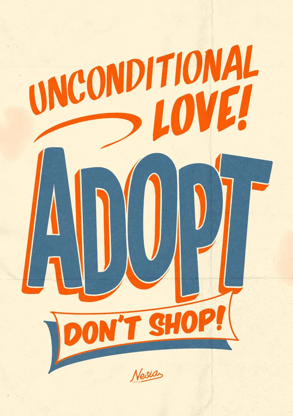 hand lettering Adopt don't shop drawn by Nesia