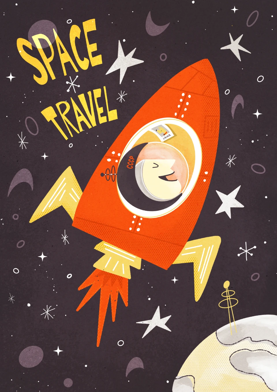 Illustration and lettering mid-century style drawn by Nesia